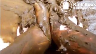 This girl is playing with feet and shit