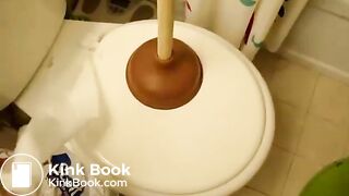 Hot thin babe shits on her floor