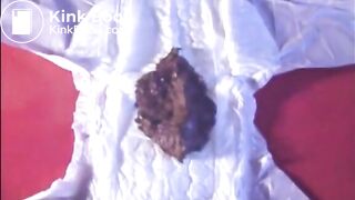 Very big grandma shitting on a diaper