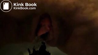 Woman shitting and pissing in the toilet