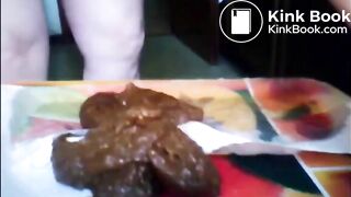 Big ass hairy grandma shitting a long turd