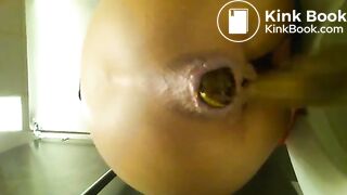 Young pretty girl's huge poop