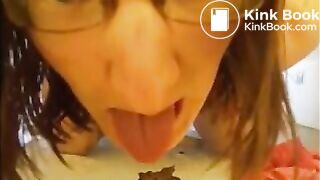 Girl shit and spread poo all over her body