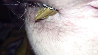 Hairy butthole woman shitting closeup