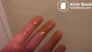 Girl pooping in toilet