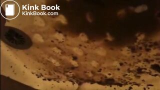 Woman shitting a very liquid diarrhea in the shower