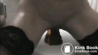 Milf in lingerie anal dildo full of shit