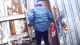 Old Russian woman takes a liquid shit outdoors voyeurstylec