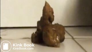 Hairy milf in high heels and lingerie shitting on the floor