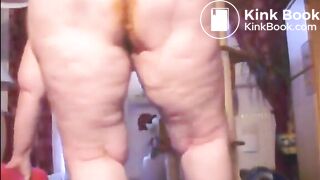 Fat cellulitic ass lady shitting in plastic panty