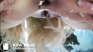 Blonde shit and piss closeup