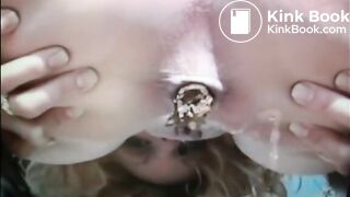 Blonde shit and piss closeup