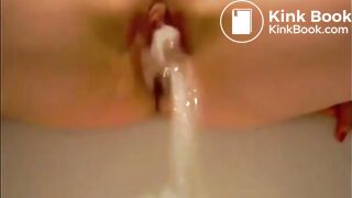 Girl pissing and shitting in the bathtub
