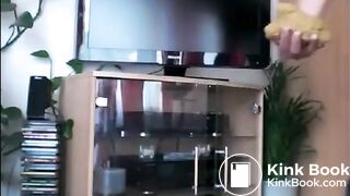 Perfect butt babe shit on her hand