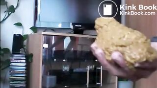 Perfect butt babe shit on her hand