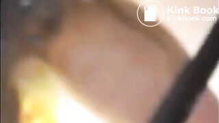 Woman shit and piss on a mirror table