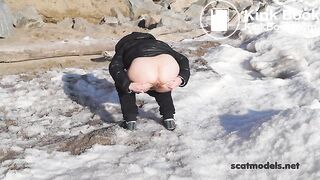 Liquid poop on the snow