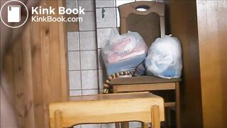 Girl shitting enema and diarrhea from a chair