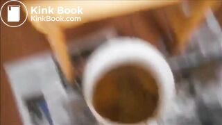 Girl shitting enema and diarrhea from a chair