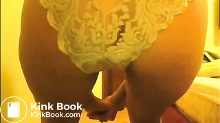 Blonde girl shitting in white panty