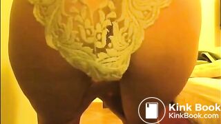 Blonde girl shitting in white panty