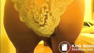 Blonde girl shitting in white panty