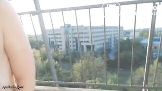 German Milf takes a dump on a balcony
