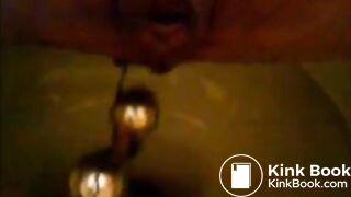 Girl shitting in the toilet and inserting dildo on her asshole