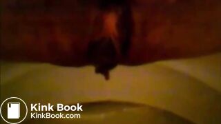 Girl shitting in the toilet and inserting dildo on her asshole