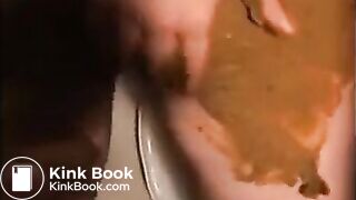 Woman shitting diarrhea and smearing it on her body