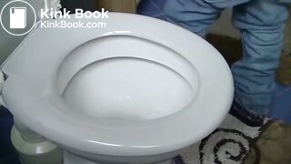 Amateur misses the toilet