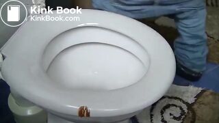 Amateur misses the toilet