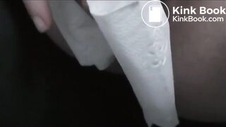 Blonde girl shitting on couch