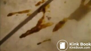 Fat woman shitting diarrhea on the floor