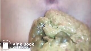Woman shit a very big load closeup