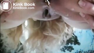 Woman shit and piss closeup