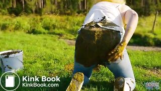 Collecting Cow Dung - Playing with cowshit on the cow pasture