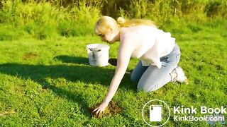 Collecting Cow Dung - Playing with cowshit on the cow pasture