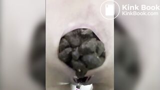 Cute lady with tiny ass pooping huge load