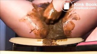 Woman fisting herself with a lot of shit