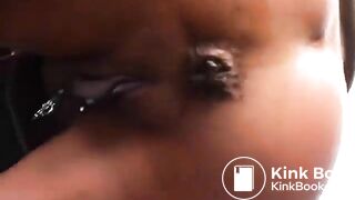 Girl with a pierced clit pooping on the slide