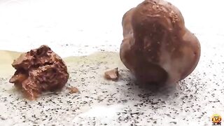 Asian girl pooping among the flowers