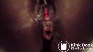 Ebony woman shit and piss closeup