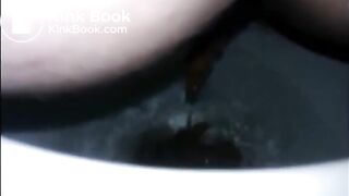 Girl shitting diarrhea in the toilet closeup