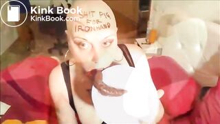 the shitty fag now learns to swallow all his turd for the master