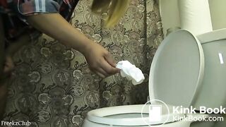 Stacey Shits sideways over the toilet twice