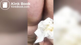 Wiping a shitty milf asshole close up