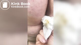 Wiping a shitty milf asshole close up