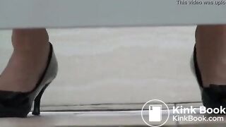 Sexy woman drops her jizz and a big turd in a public toilet