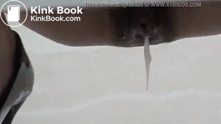 Sexy woman drops her jizz and a big turd in a public toilet